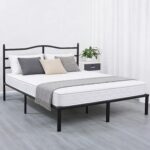 Sleek Black Metal Double Bed Frame with a Stylish Headboard (201.9 CM × 151.4 CM)